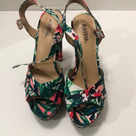 JustFab Shoes - Just Fab floral tropical open toe heels